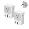 2 Pack European Plug Adapter USB C, TESSAN US to Europe Adapter 4 Outlets 3 USB Charger, Type C International Power Adaptor to Italy Spain France Portugal Iceland Germany, Europe Travel Essentials