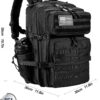 LHI Military Tactical Backpack for Men and Women 45L Army 3 Days Assault Pack Bag Large Rucksack with Molle System - Black - Image 2
