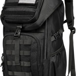 Wotony Tactical Assault Pack Backpack Molle Military Backpack Outdoor Hiking Camping Rucksack Waterproof backpack for men (Black, 25L)