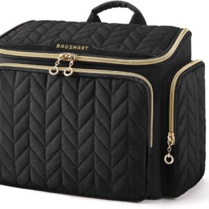 BAGSMART Travel Toiletry Bag, Large Wide-open Travel Bag for Toiletries, Makeup Cosmetic Travel Bag with Handle-Black