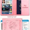 Sizobi Leather Passport Holder Covers, Passport Holder for Travel Women, RFID Blocking Wallet Case, International Travel Must Haves Travel Accessories for Women Men,Cruise Ship Essentials Gifts, Pink - Image 3