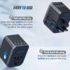 EPICKA Universal Travel Adapter, European Travel Plug Adapter (Not a Voltage Converter) - International Power Adapter Worldwide Charger with USB-C & 4 USB-A Ports, Travel Essentials (TA-105, Grey) - Image 3