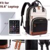 LOVEVOOK Backpack for Women, Fits 15.6 Inch Laptop Bag, School Backpacks, Fashion Travel Work Anti-theft Bag, Business Computer Waterproof College Backpack Purse, Beige-Black-Brown - Image 5
