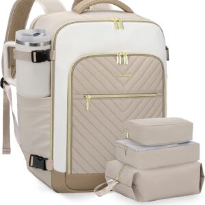 LOVEVOOK Large Travel Backpack for Women, TSA Carry on Backpack for Airplanes, 40L Personal Item Travel Bag for Women fits 17" Laptop,Waterproof Carry on Bag Airplane Approved with 3 Packing Cubes