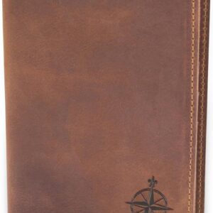 WANDERINGS Leather Travel Wallet with Passport Holder - 5.5" x 4" - Genuine Leather Case with RFID Blocking for Men and Women - Folding Wallet for Passports