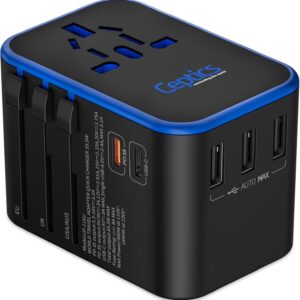 Ceptics Universal Travel Adapter, 35W International Power Adapter with PD & QC 3.0 Dual USB-C, 3 USB Travel Adapter Worldwide, Type I C G A Outlets 110V 220V A/C - EU Euro US UK (11-KU)