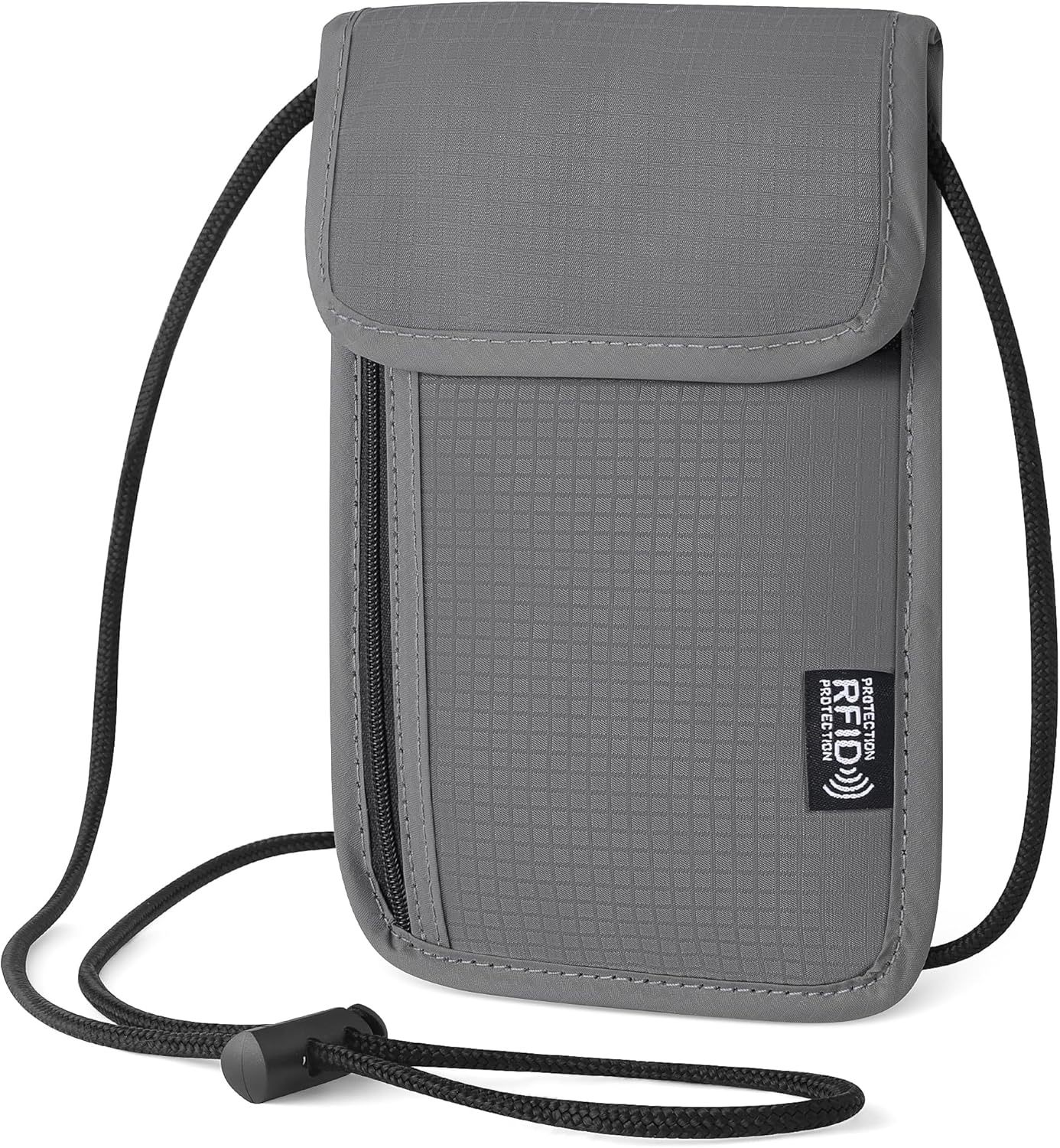 5.5" L x 7.9" W Travel Neck Wallet, RFID Blocking Passport Holder, Security Lightweight Passport Travel Wallet, Neck Pouch Gifts for Women Men(Grey)