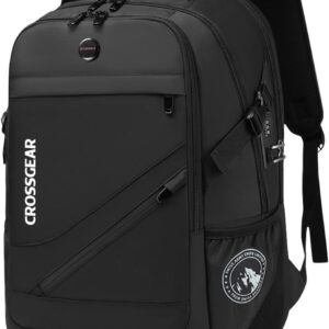 CROSSGEAR Large Travel Backpack Waterproof Laptop Bag Airline Approved Business Office Work Computer Casual Daypacks TSA Lock Anti-Theft Bookbag with USB Port Fit 17.3 inch Laptops for Men Women