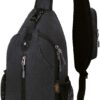 WATERFLY Crossbody Sling Backpack Sling Bag Travel Hiking Chest Bag Daypack (Black)