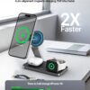 Foldable 3 in 1 Wireless Charging Station for Apple Magsafe Charger Stand,Fast Magnetic Wireless Charger Station for iPhone 17 Air 16 15 14 13 12 Series,Airpods Pro,Apple Watch Ultra (Pure Black) - Image 2