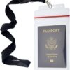 Passport Holders - 2 Pack - Heavy Duty Water and Tear Resistant Resealable Sleeves & Premium Breakaway Lanyard - 4X6 Insert for Vaccination Cards, Cruise, Travel, and Beach Vacation Documents (Black)
