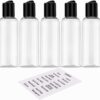 5 Pack 3.4 oz Travel Bottles for Toiletries TSA Approved Leakproof Plastic Empty Travel Size Bottles Containers with Labels
