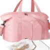 Duffle Bag for Travel, Carry-on Travel Bag with Trolley Sleeve, Sport Gym Bag for Women, Overnight Bag for Men, Hospital Bag for Labor and Delivery (Pink)