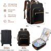 LOVEVOOK 40L Large Travel Backpack for Women Men, 17 Inch Carry on Backpack for Traveling on Airplane, Personal Item Bag Airline Approved, Business Causal Weekender Backpack, Black-Brown - Image 3