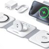 UCOMX 3 in 1 Charging Station for Multple Devices,Foldable 3 in 1 Wireless Charger for Travel,Nano Wireless Charging Station for iPhone16 15 14 13 12 Pro Max/Watch 10 9 8 7 6 5 4 3 Ultra/AirPod Pro