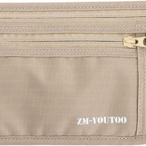 Money Belt for Travel - Hidden Travel Pouch Protect Your Credit and Money With RFID Blocking Passport Holder Waist Wallet (Khaki)