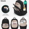 BAGSMART College Laptop Backpack, Travel Backpack for Women, Quilted Casual Daypack, Water-Resistant Bookbag for 15.6 Inch Laptop, Black - Image 3