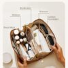 EACHY Travel Makeup Bag,Large Capacity Cosmetic Bags for Women,Waterproof Portable Pouch Open Flat Toiletry Bag Pattern Makeup Bag - Image 2