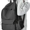 Black School Backpack for Girls Women, Waterproof High School Book Bag Cute Backpack for Men Teens Boys, Small Lightweight Simple Basic Middle School Back Pack Daypack Mochilas Escolares para - Image 9