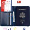TOURSUIT RFID Blocking Passport Holder for Women Men, Leather Passport Travel Wallet with Metal 3D Metal Badge, Travel Document Holder Cover Accessories (Dark Blue) - Image 2