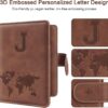 Passport Holder Wallet Cover Personalized Letter A-Z Travel Wallet RFID Blocking Passport Cover Wallet Case for Travel Passport Book Holders for Women and Men, Brown-J - Image 3