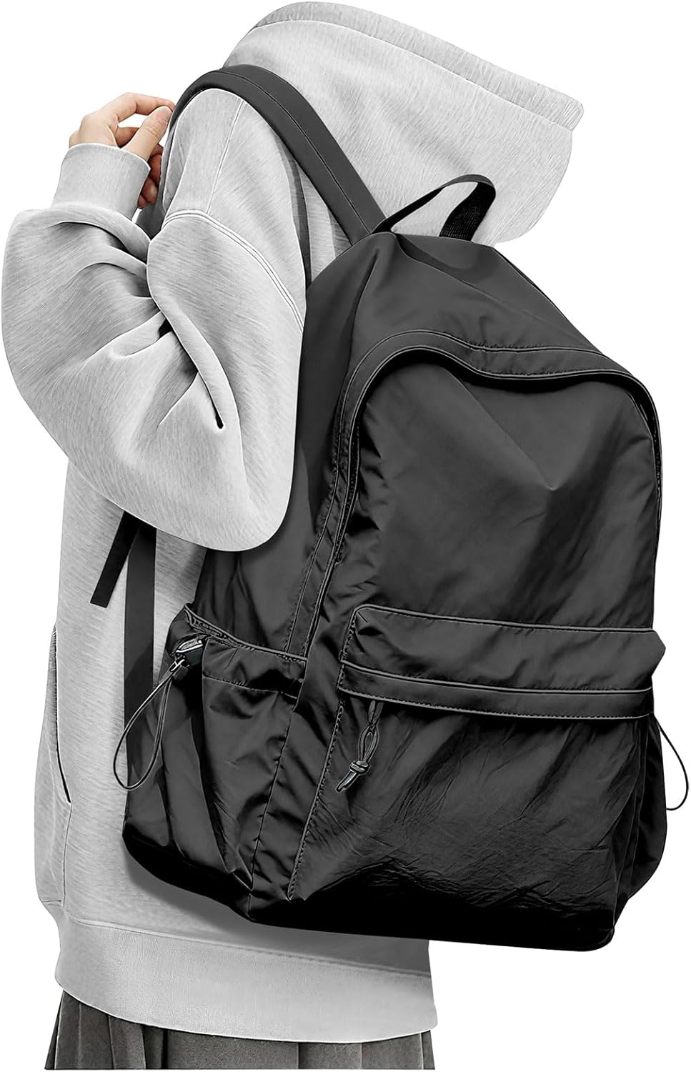 Black School Backpack for Girls Women, Waterproof High School Book Bag Cute Backpack for Men Teens Boys, Small Lightweight Simple Basic Middle School Back Pack Daypack Mochilas Escolares para