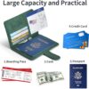 Passport Holder, Passport Cover with Credit Card Slot and Boarding Pass Slot Combo, Passport Wallet Case Book Travel Must Have, RFID Blocking Leather Travel Accessories, Green - Image 4
