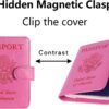 Passport Holder Cover Wallet RFID Blocking Leather Card Case Travel Accessories for Women Men (Pink) - Image 3