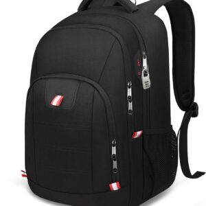Travel Laptop Backpack, Black Backpack for Men and Women with USB Slit Business Computer Back Pack (Black, 15.6 Inch)