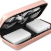 iMangoo Shockproof Travel Essentials Organizer Charger Case, Space-Optimized Zipper Electronics Accessories Pouch Tech Cord Cable Adapter Power Bank Storage for Women Men, 8.5x4.5x2 in (Rose Gold)