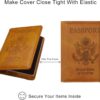 WALNEW Passport Holder Wallet, RFID Blocking Passport Cover Case PU leather Card Holder with Pen and Clear Card Slot for Women Men, Brown - Image 5