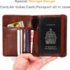 kandouren RFID Blocking Passport Holder Cover Case,Travel Luggage Passport Wallet Made with Brown Map Crazy Horse PU Leather for Men & Women - Image 2