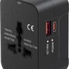 Travel Adapter USB C, Universal All in One Worldwide Travel Adapter Fast Charge GaN PD3.0 Type C USB-A Quick Charging Ports Power Converters Wall Charger AC Power Plug Adapter for USA EU UK AUS Black