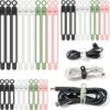 OneLeaf 30Pcs Cord Organizer, Silicone Cable Ties Reusable, Cord Ties for Electronics, Multipurpose Elastic Wire Ties, Travel Essentials for Cable Organizer, Wire Organizers for Fastening Cords