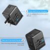 Universal Travel Adapter, 6.0A 30W 5 USB C/A Ports + AC Outlets International Power Adapter for All USB Devices, Type I C G A Plugs 110V 220V A/C, European Travel Plug Adapter for 200+ Countries - Image 7