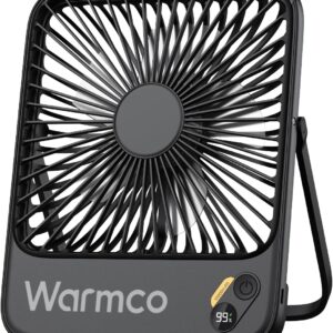 Warmco 10000mAh Portable Travel Fan 7-inch, [10-24H Runtime] Ultra-thin Digital Display Small Desk Battery Operated Fan for Camping, Office, Bedroom, Cruise Essentials 2025