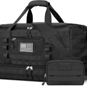 ETRONIK Travel Bag for Men Women, Gym Bag & Tactical Duffle Bags for Travel, Carry on with Toiletry Bag and Shoe Compartment, Weekender Overnight Trip with Wet Pocket for Workout Medical, Black