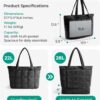 BAGSMART Expandable Tote Bag for Women, Puffer Work Tote Handbag, Quilted Carry-On Travel Gym Bag - Image 2