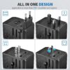 EPICKA Universal Travel Adapter, International Power Adapter with 2 USB-A & 3 USB-C Ports Wall Charger - Worldwide Travel Essentials, European Travel Plug Adapter for UK/US/AU (TA-105C, Black) - Image 2
