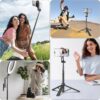 Selfie Stick Travel Tripod for Cell Phone with Remote Control and Phone Holder, Extendable Selfie Stick for iPhone, iPhone Tripod for Video Recording, 50 Inch, Black - Image 7
