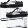 BAGSMART TSA Approved Toiletry Bag, 2 Pack Clear Makeup Cosmetic Bag Organizer, Quart Size Travel Bag for Toiletries, Carry-on Travel Accessories Essentials, Black-2pcs