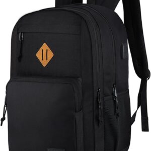 KEOFID Travel backpack for Men and Women, Anti Theft Laptop Backpack with USB Charging Port for Work, Large Bag for College, BLACK BOOK BAG FOR BOYS, GILRS Backpack,Water Resistent(Black)