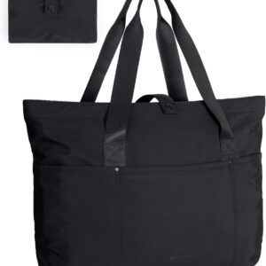 BAGSMART Tote Bag for Women, Foldable Tote Bag With Zipper Travel Large Shoulder Bag Handbag for Work-16.5''l X 6''wx 14''h