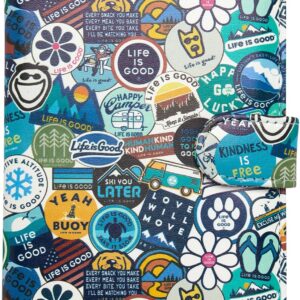 Life is Good Travel Passport Cover - Anti-Theft Passport Holder Wallet with Interior Card Slots, Magnetic Snap Closure, Newsprint