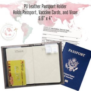 Chrome Passport Cover Vaccine Card Holder Combo, Passport Holder with Vaccine Card Slot (Pink)