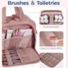 BAGSMART Travel Toiletry Bag, Lightweight Large Wide-open Travel Bag for Women, Puffy Cosmetic Makeup Bag Organizer with Handle for Accessories,Essentials, Toiletries, Dark Pink - Image 4