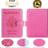 Passport Holder Cover Wallet RFID Blocking Leather Card Case Travel Accessories for Women Men (Pink) - Image 2