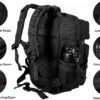 LHI Military Tactical Backpack for Men and Women 45L Army 3 Days Assault Pack Bag Large Rucksack with Molle System - Black - Image 5