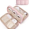 BAGSMART Electronics Organizer Travel Case, Cord Storage for Chargers Cables Phones, Compact Tech Accessories Pouch, Pink