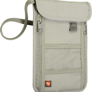 Lewis N. Clark RFID Blocking Stash Neck Wallet, Travel Pouch + Passport Holder for Women & Men, Taupe, One Size